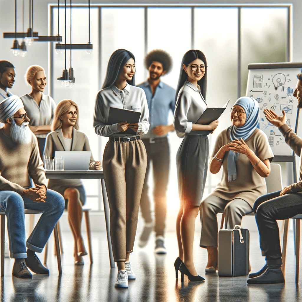 A group of people hanging out.