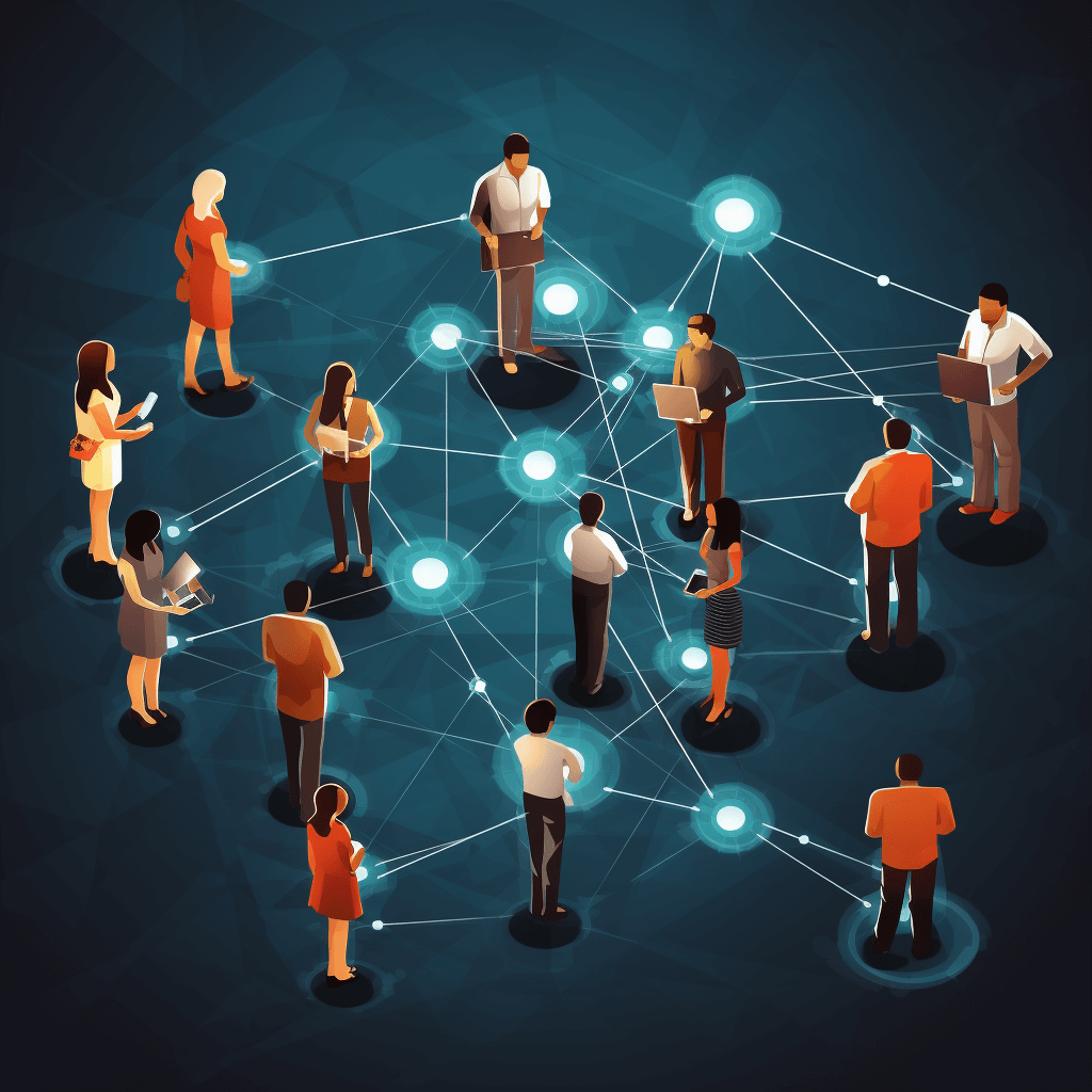 A group of people connected by a network.